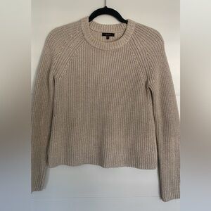 Quince Cream Ribbed Crew Neck Sweater